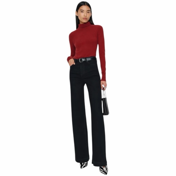 Reformation Denim - Reformation Bex Super Stretch High-Rise Wide Leg 
Black Size 33